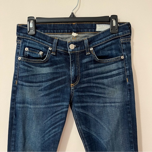 rag & bone " Crop Jean" Blue Mid Rise Straight Denim Jeans US 28 - Picture 3 of 7